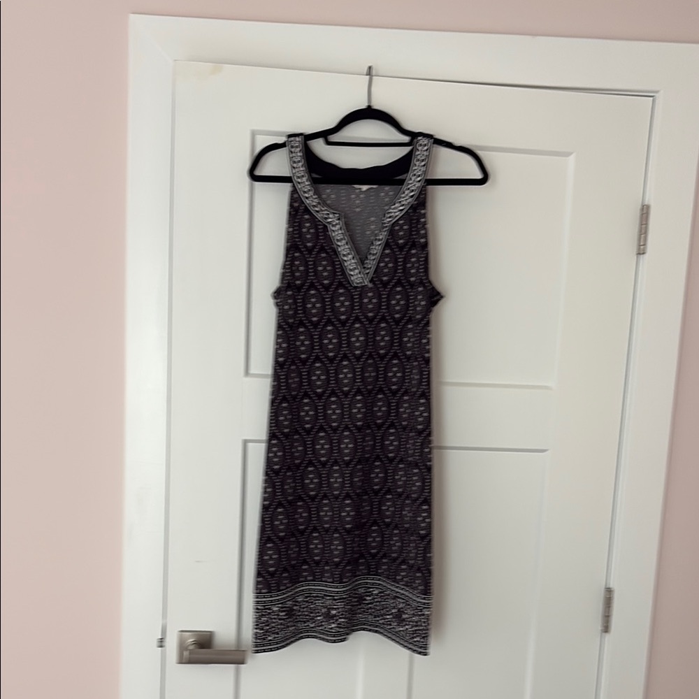 Black and Gray Sleeveless Halter Midi Dress